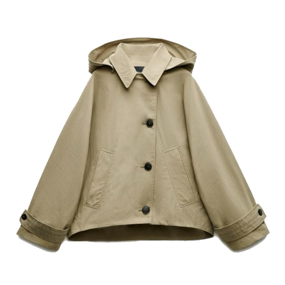 Zara Tan Trench Coat with Hood